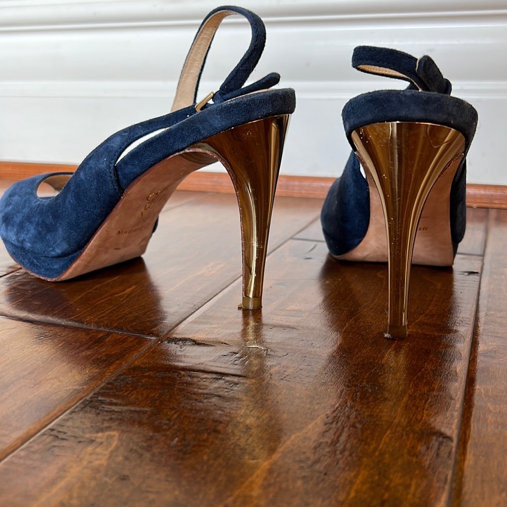 Cole haan Nike air blue suede gold heel beauties